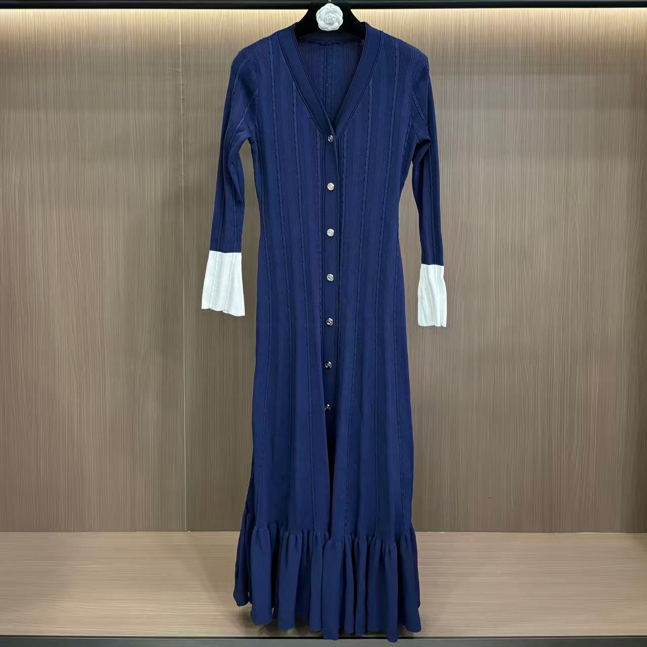 669显瘦洋气复古轻奢时尚气质名媛针织百搭收腰修身旗袍连衣裙