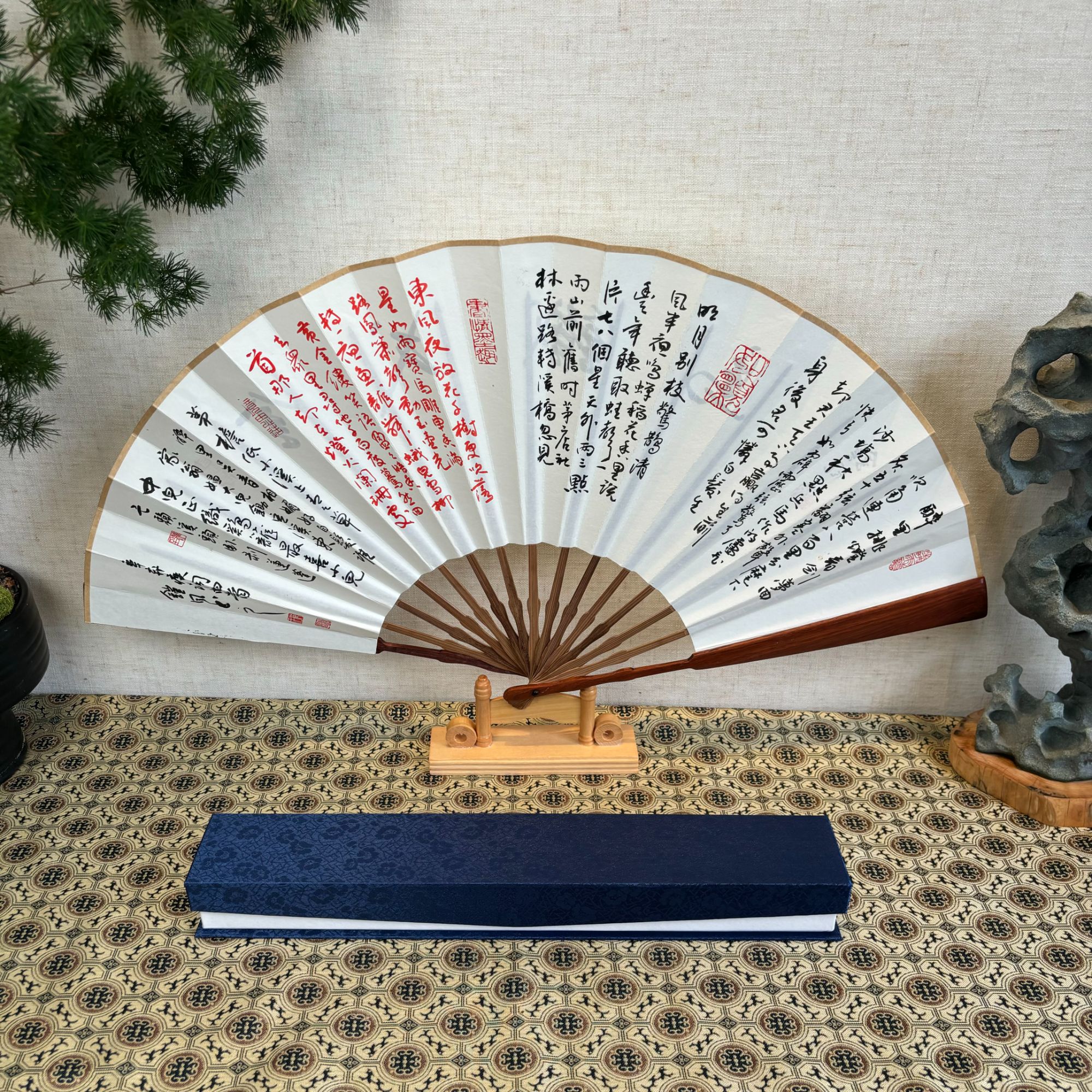 范铠风-【破阵子-金戈铁马】【一扇清风】10寸书法手写红木扇子带礼盒