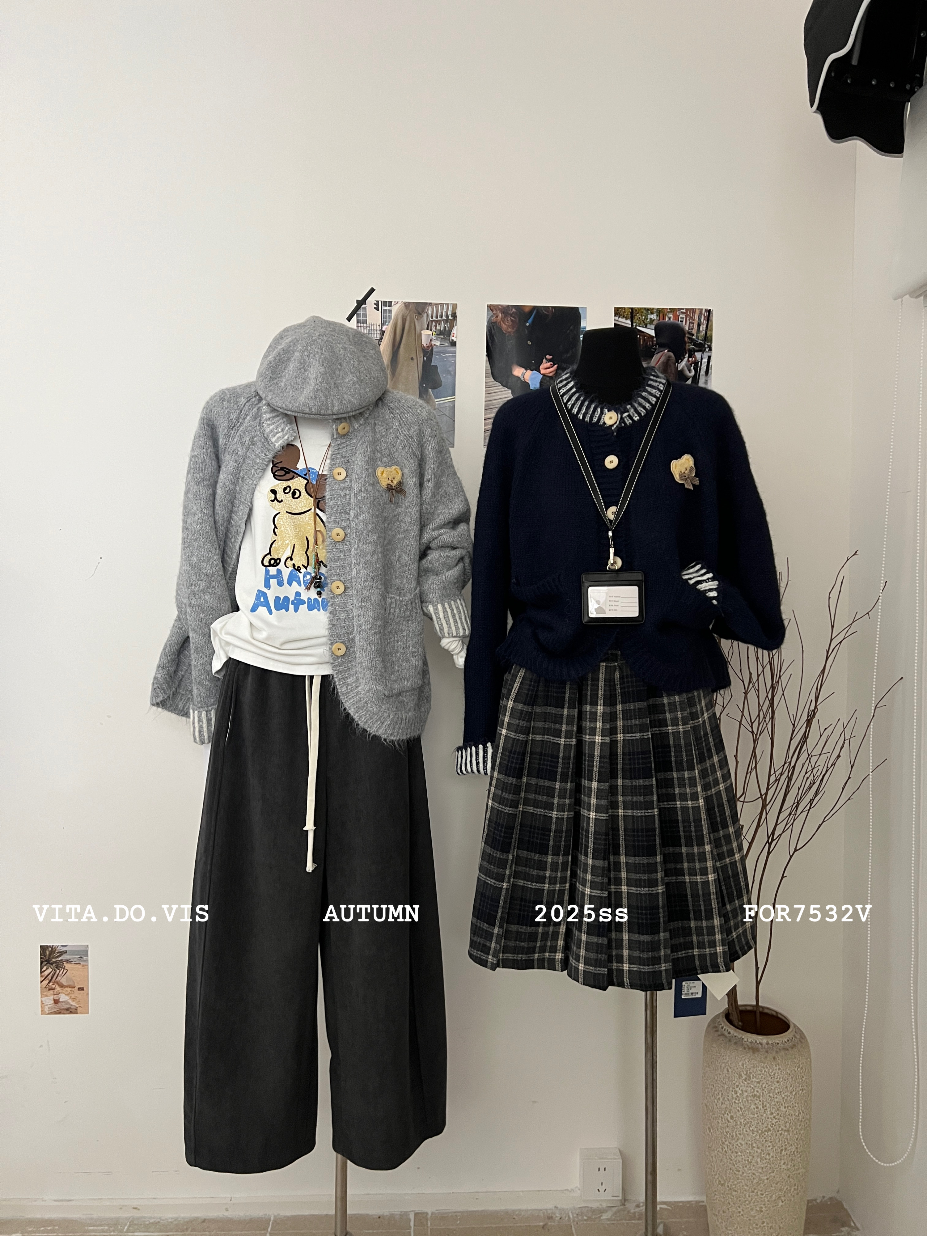 vita（7532#）韩系圆领撞色立体小熊毛衣 kc