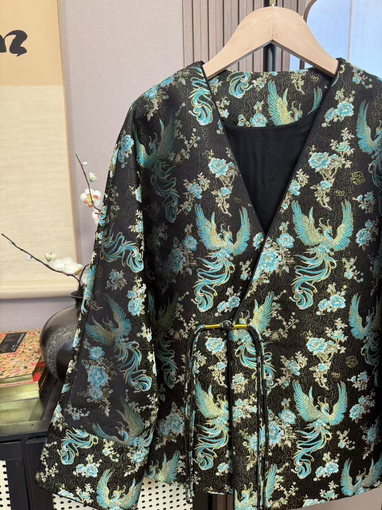 【三马 凤舞九天 冬款外套】名家宋锦面料+100%长绒丝绵