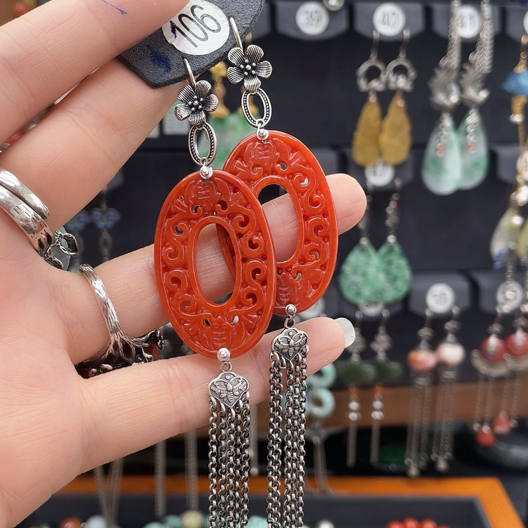 翡翠耳饰银S925镶嵌森****室353thhhgg