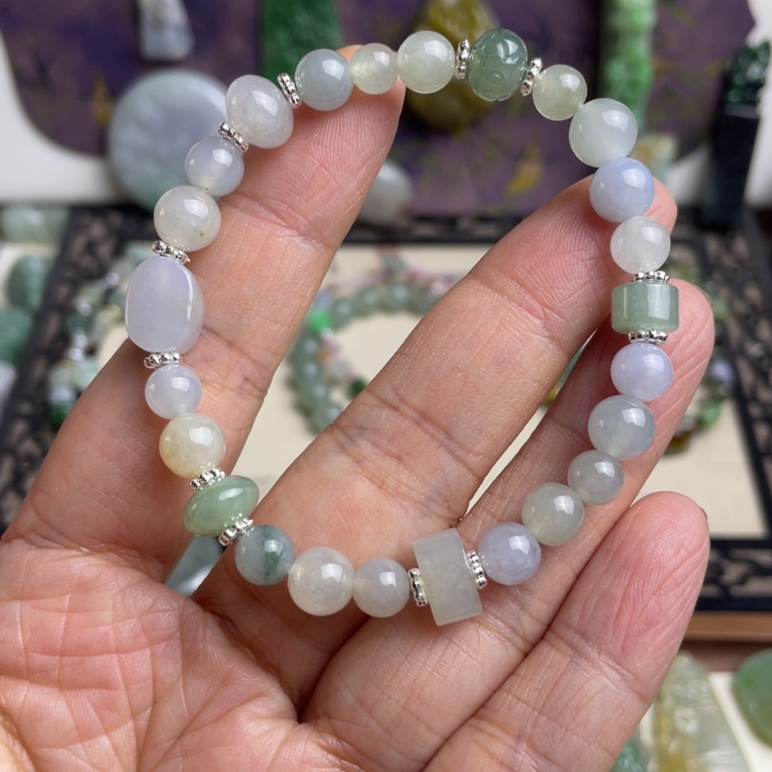 翡翠未镶嵌手链多宝手链