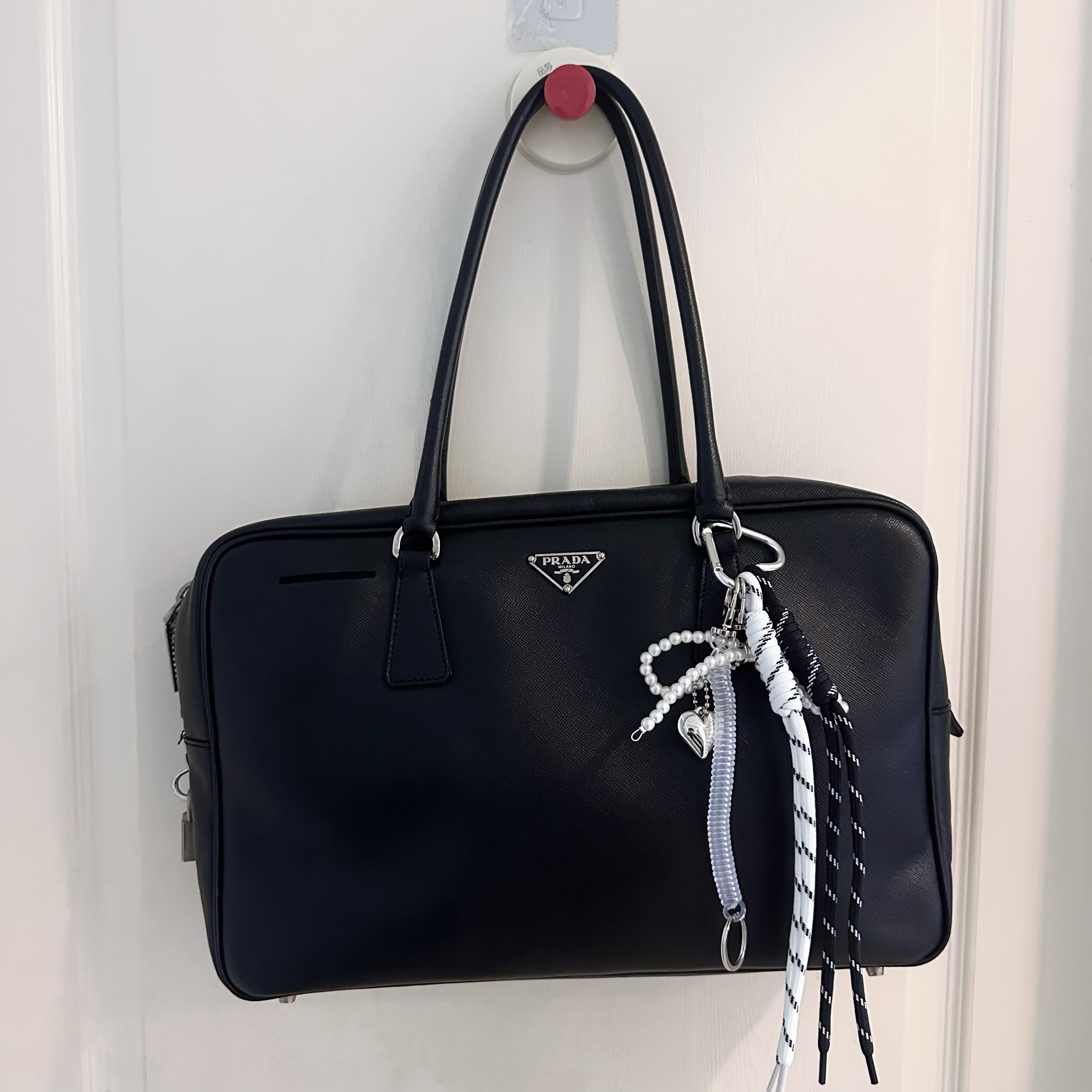 95新 Prada/普拉达 95新 Prada/普拉达黑银35长柄plume单肩包