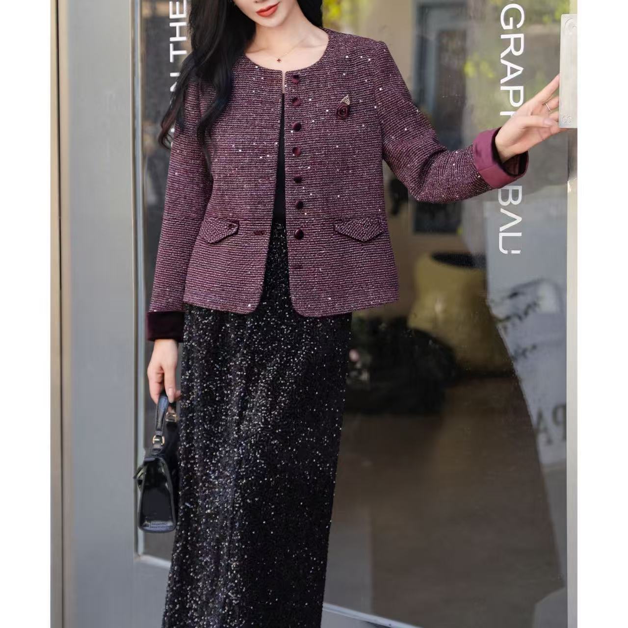 珂莱蒂娜8098秋冬新款时尚气质百搭显瘦小香风外套