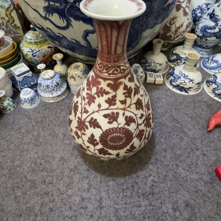 摆件梦*陶瓷工艺品摆件釉里红玉壶春瓶