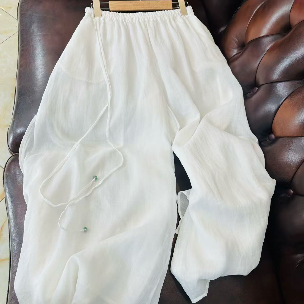 【苎麻一号女神裤】纯天然100苎麻双层纯色松紧腰裙裤女神裤68W