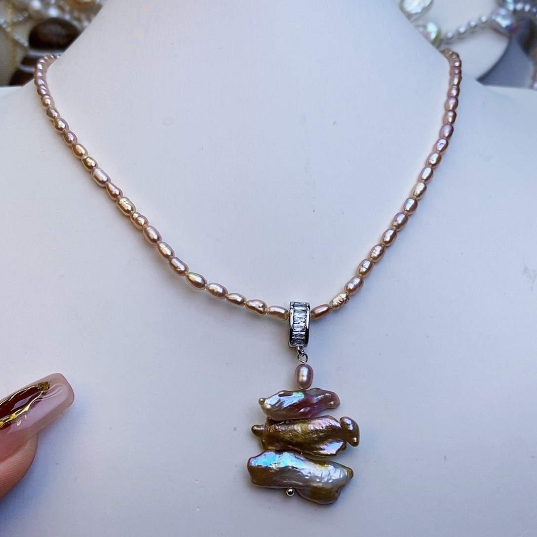 淡水珍珠颈饰银S925镶嵌