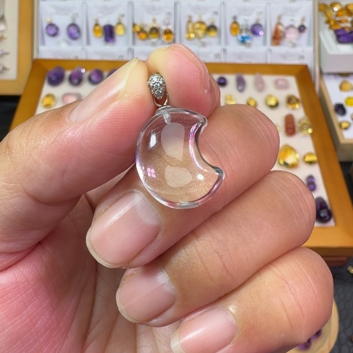 水晶颈饰银S925镶嵌吊坠