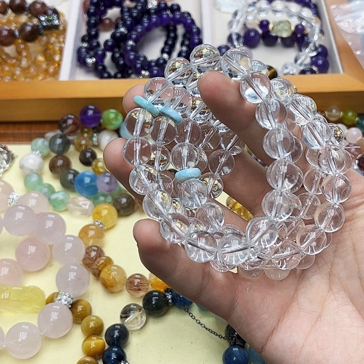 水晶手链银S925镶嵌白水晶