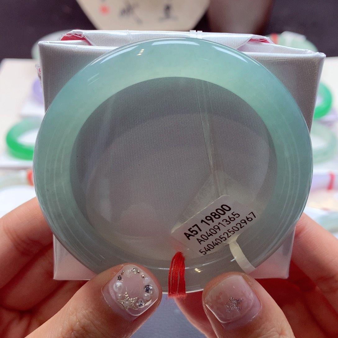 翡翠手镯未镶嵌祎*圆条77