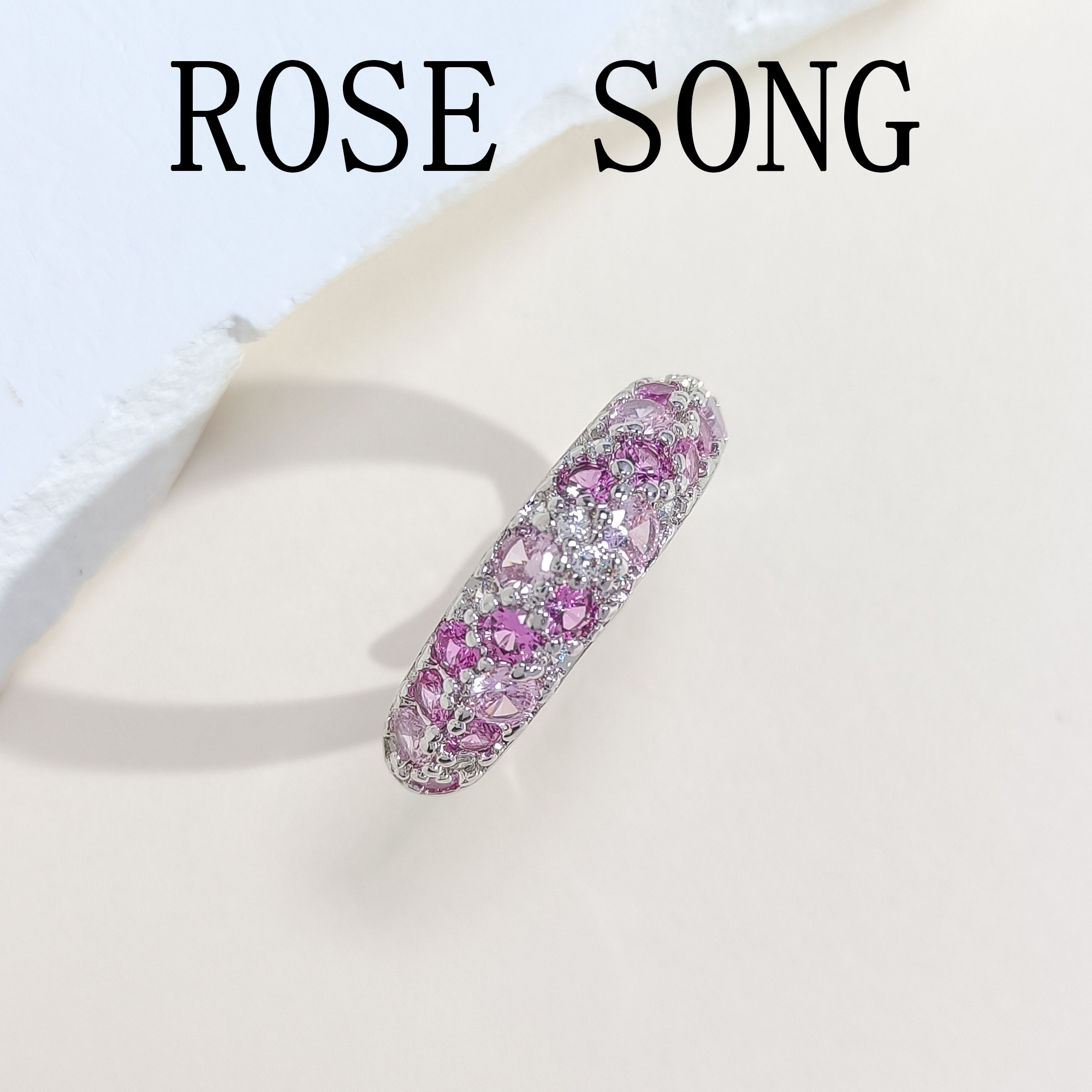 铜合金合成锆石戒指 VWJC-009329【恋之粉霞】戒指气质简约精致