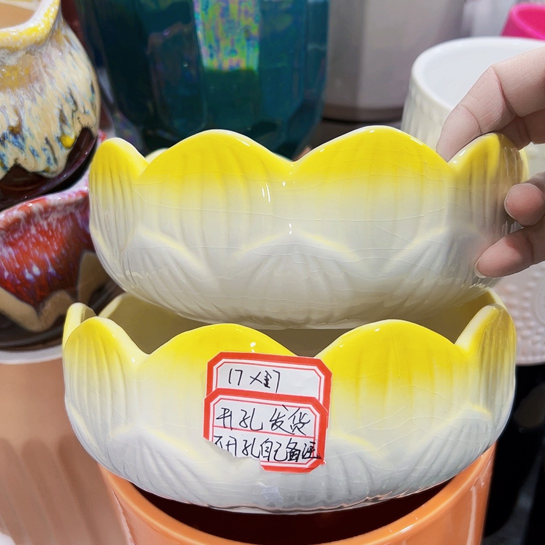 有孔外贸尾单陶瓷花盆凑单10米包邮