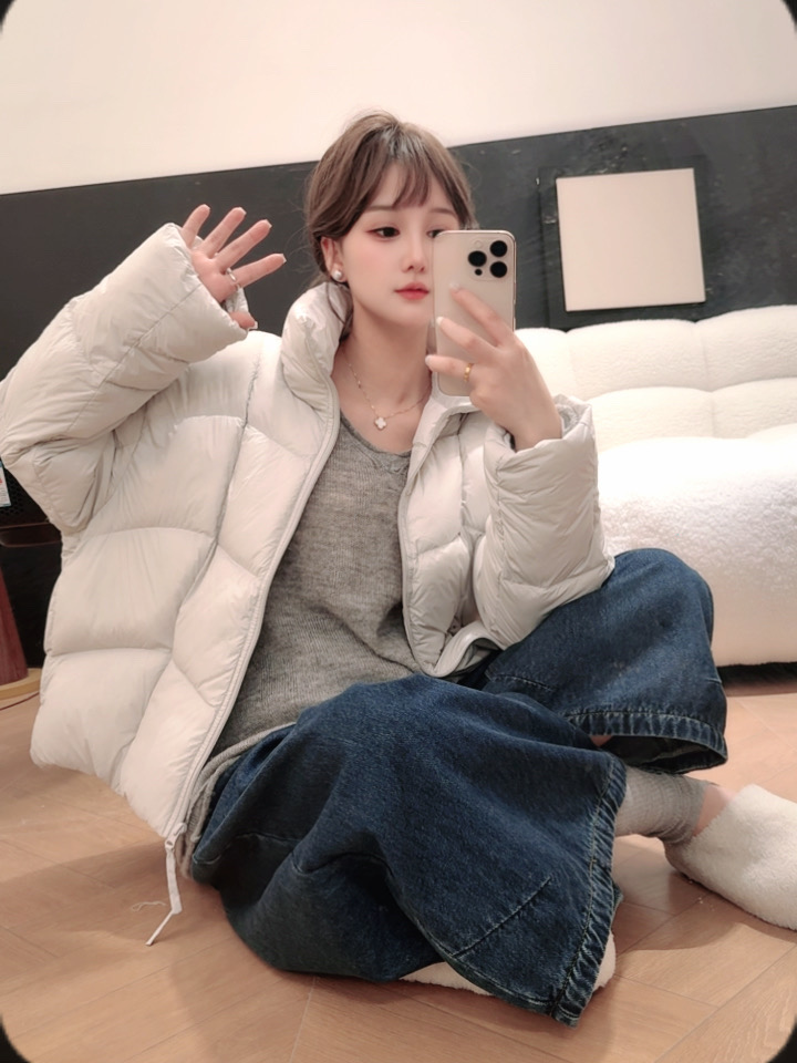 2508韩系短款立领90白鸭绒羽绒服