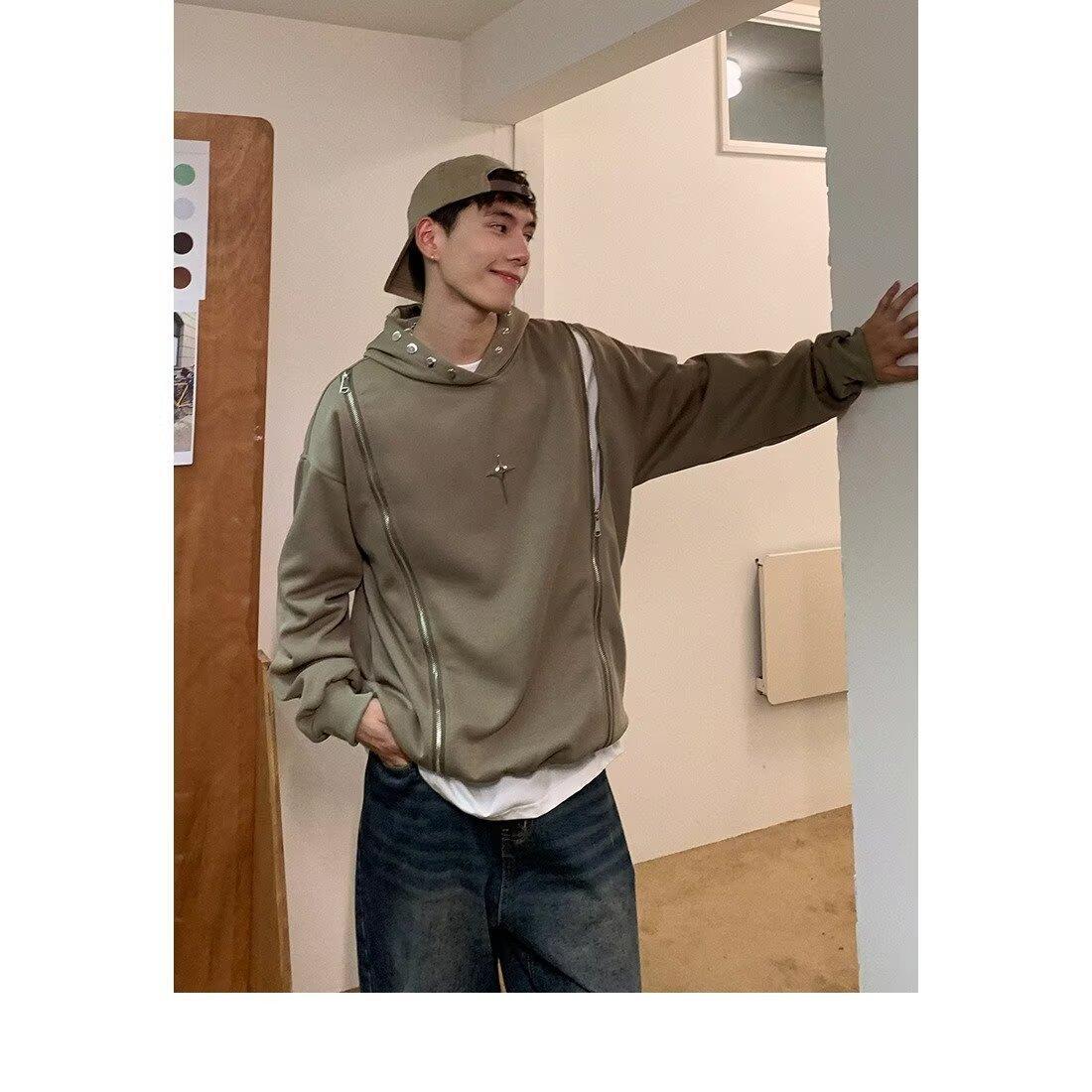 WY20-BY秋冬季连帽卫衣男女ins港风宽松潮牌百搭个性拉链上衣服