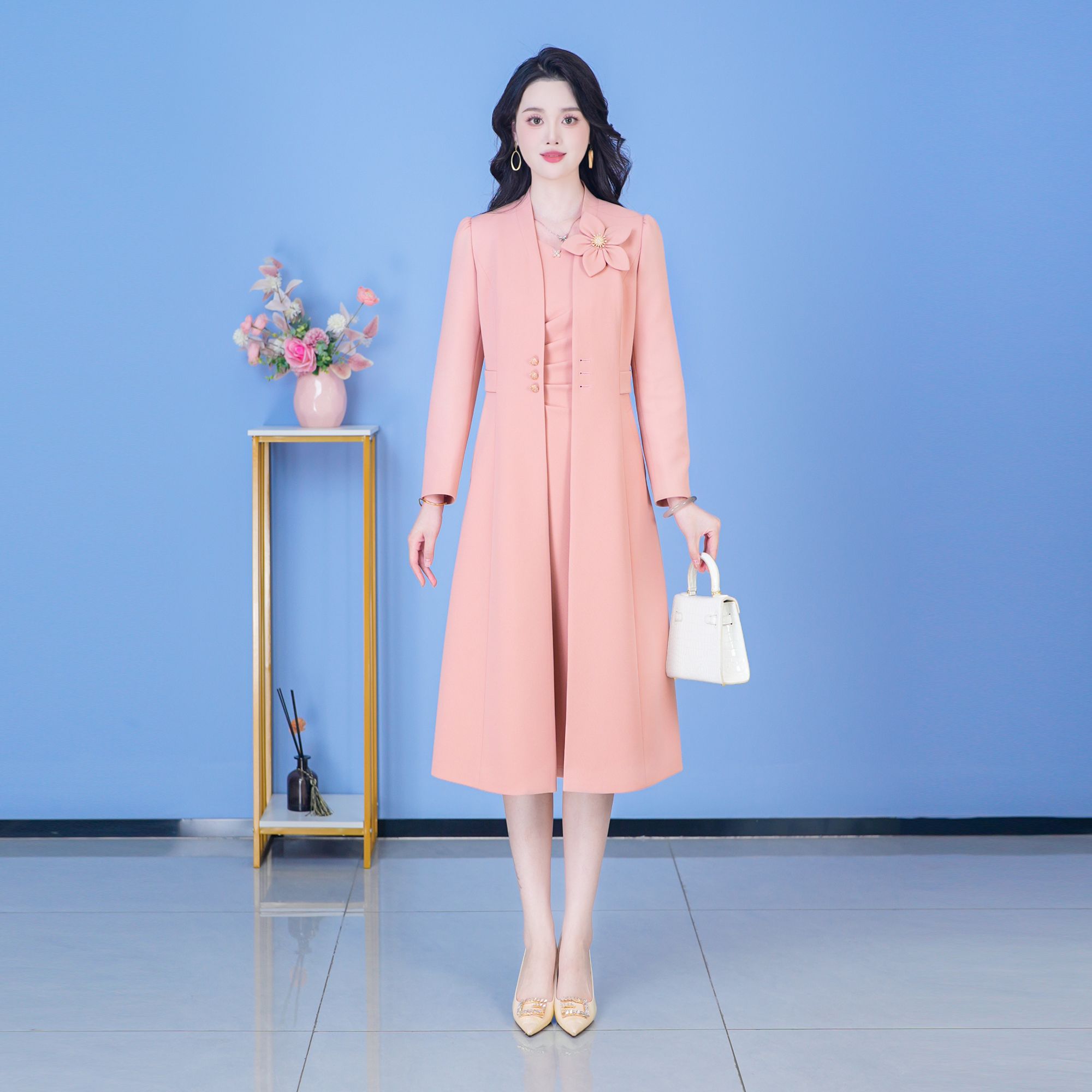 女装中长款轻奢休闲风韩版优雅早秋中国风时尚套装【SJYH2918】