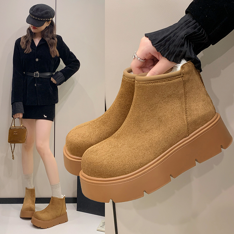 小个子增高雪地靴女款2025年秋冬季新款休闲时尚厚底户外加绒棉鞋