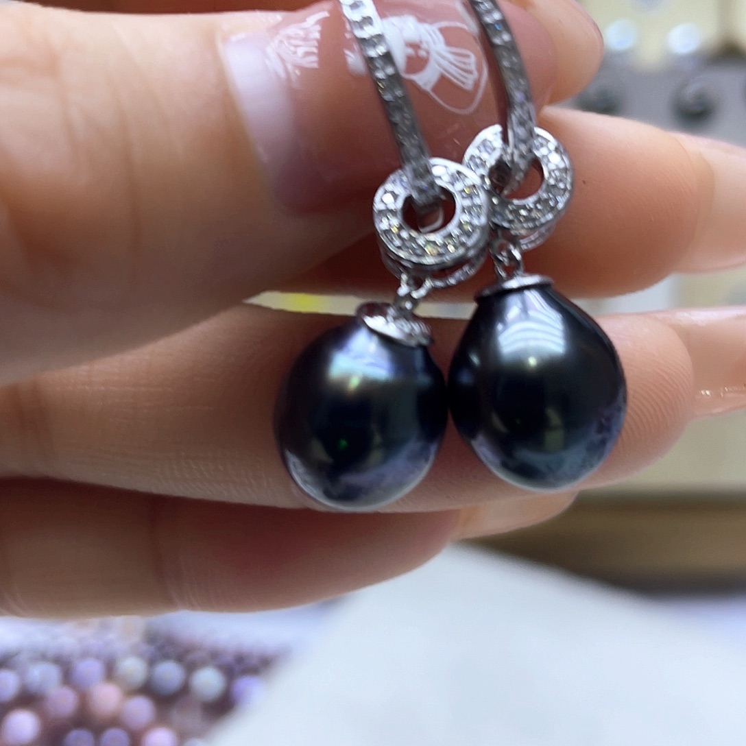 海水珍珠耳饰银S925镶嵌