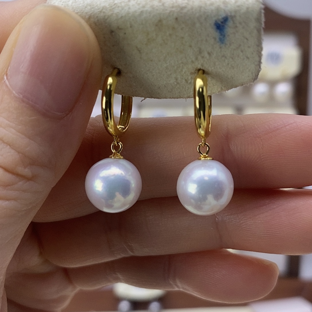 淡水珍珠银S925镶嵌耳饰