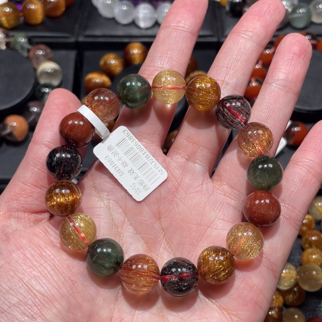 水晶手链未镶嵌彩发12mm