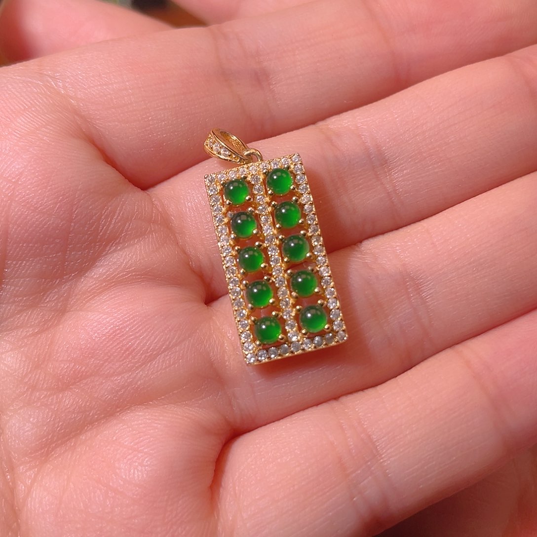 翡翠银S925镶嵌吊坠(不含链)