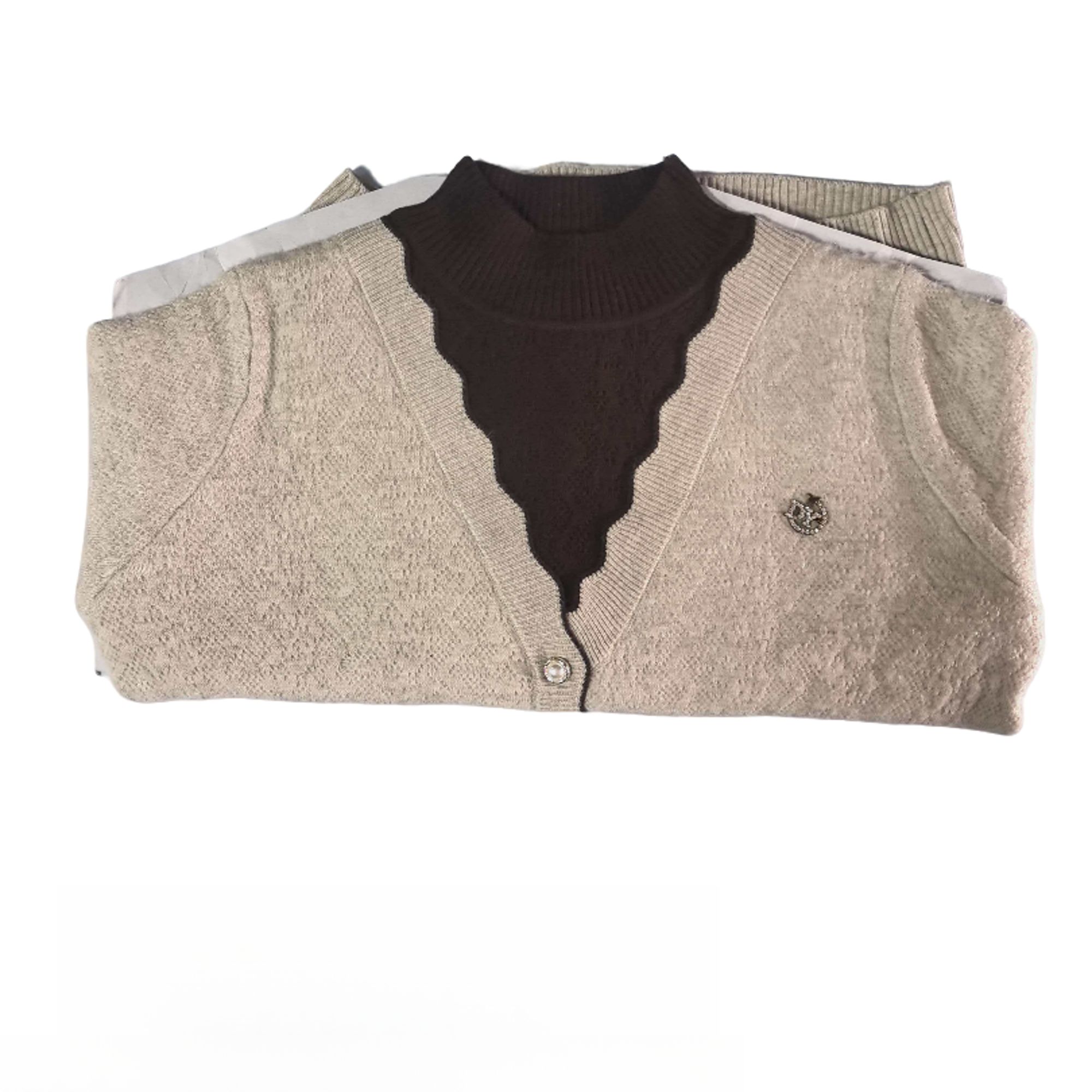 724号 V领水貂绒假两件（米）