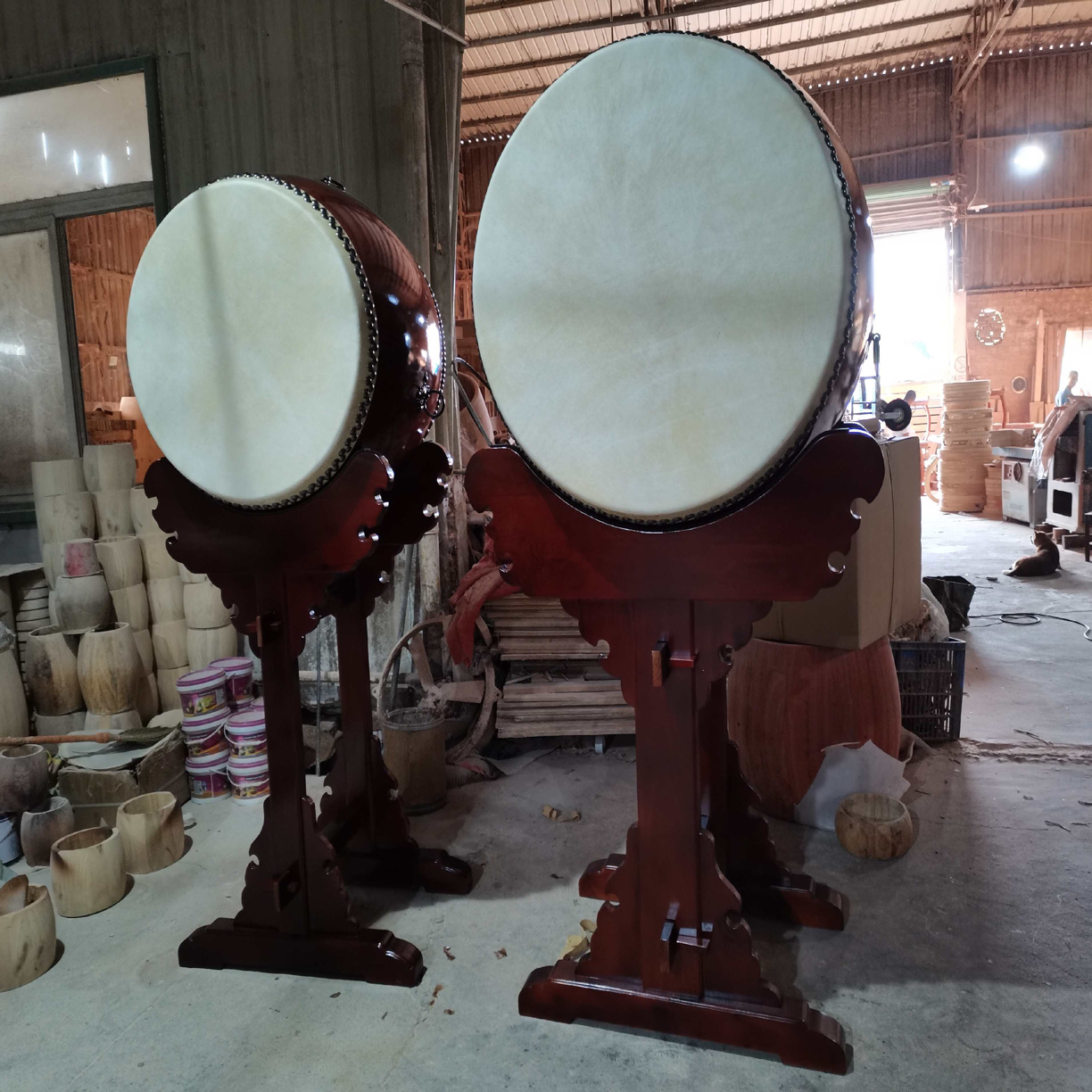 牛皮材质寺庙铃鼓高鼓立鼓配实木鼓架适合大殿使用