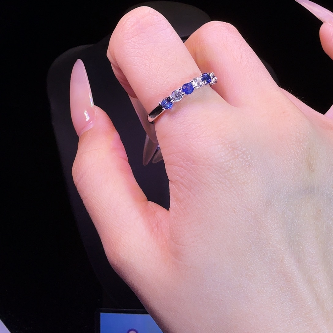 戒指银S925镶嵌蓝宝石