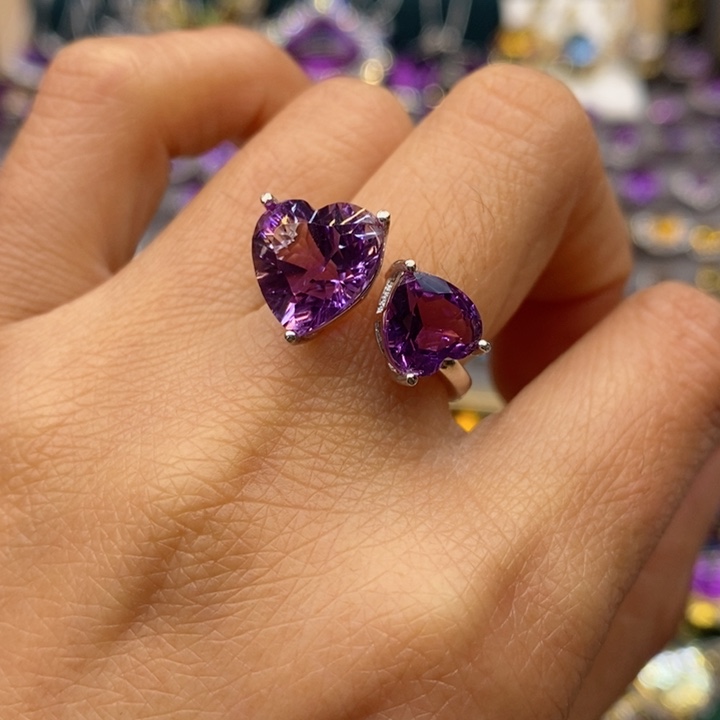 水晶戒指银S925镶嵌天然水晶戒指