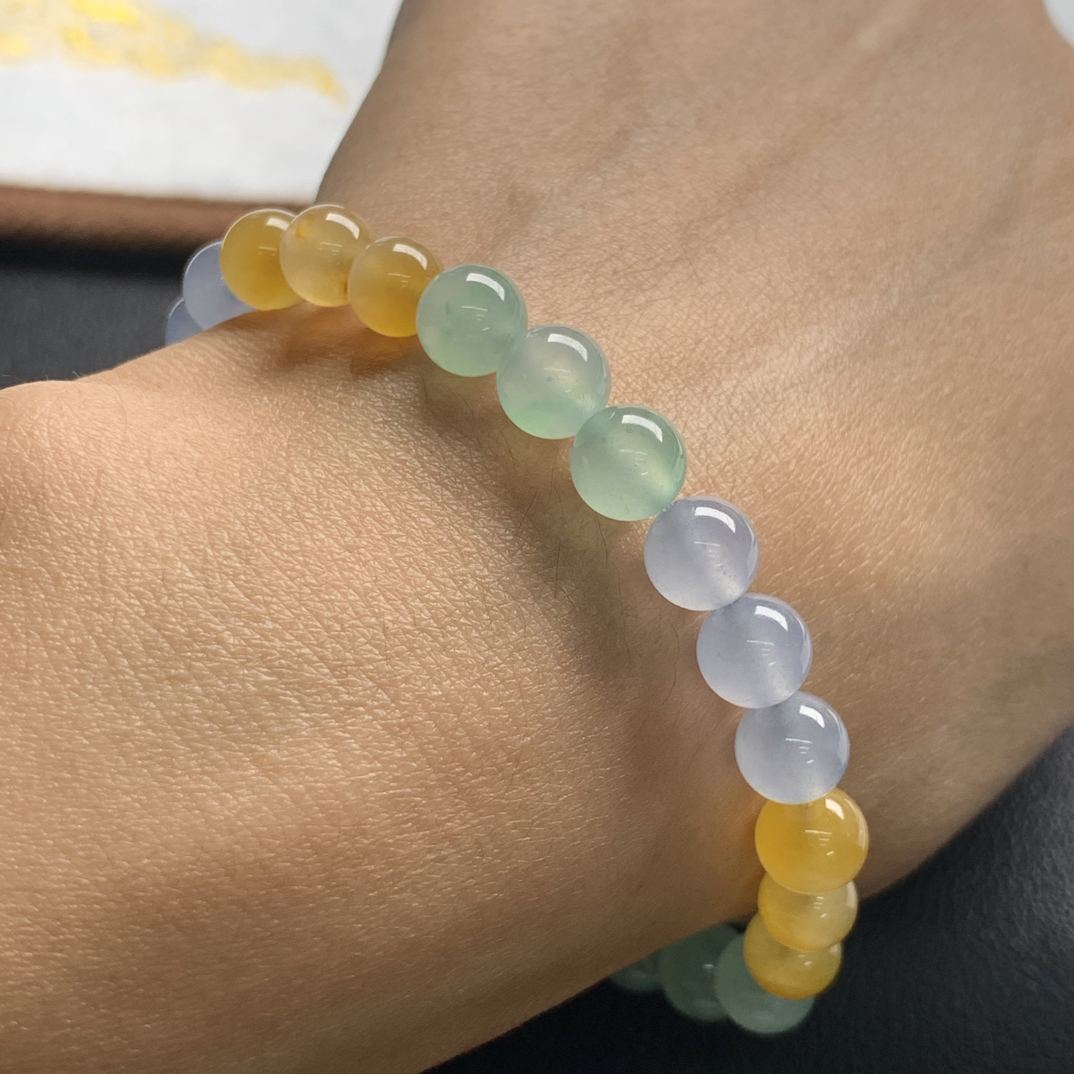 天然缅甸翡翠A货多宝珠串 7