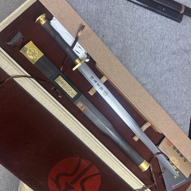 龙泉昊天宝剑一体刀百炼钢铜装刀具防身冷兵器未开刃