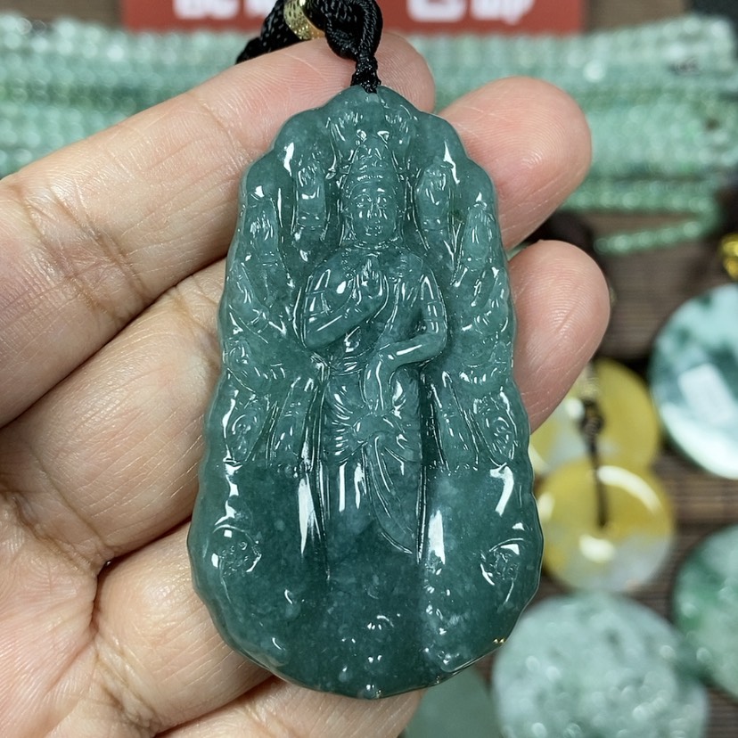 【闪购商品】翡翠颈饰未镶嵌玉吊坠翡翠玉双面鼠守护神千手观音