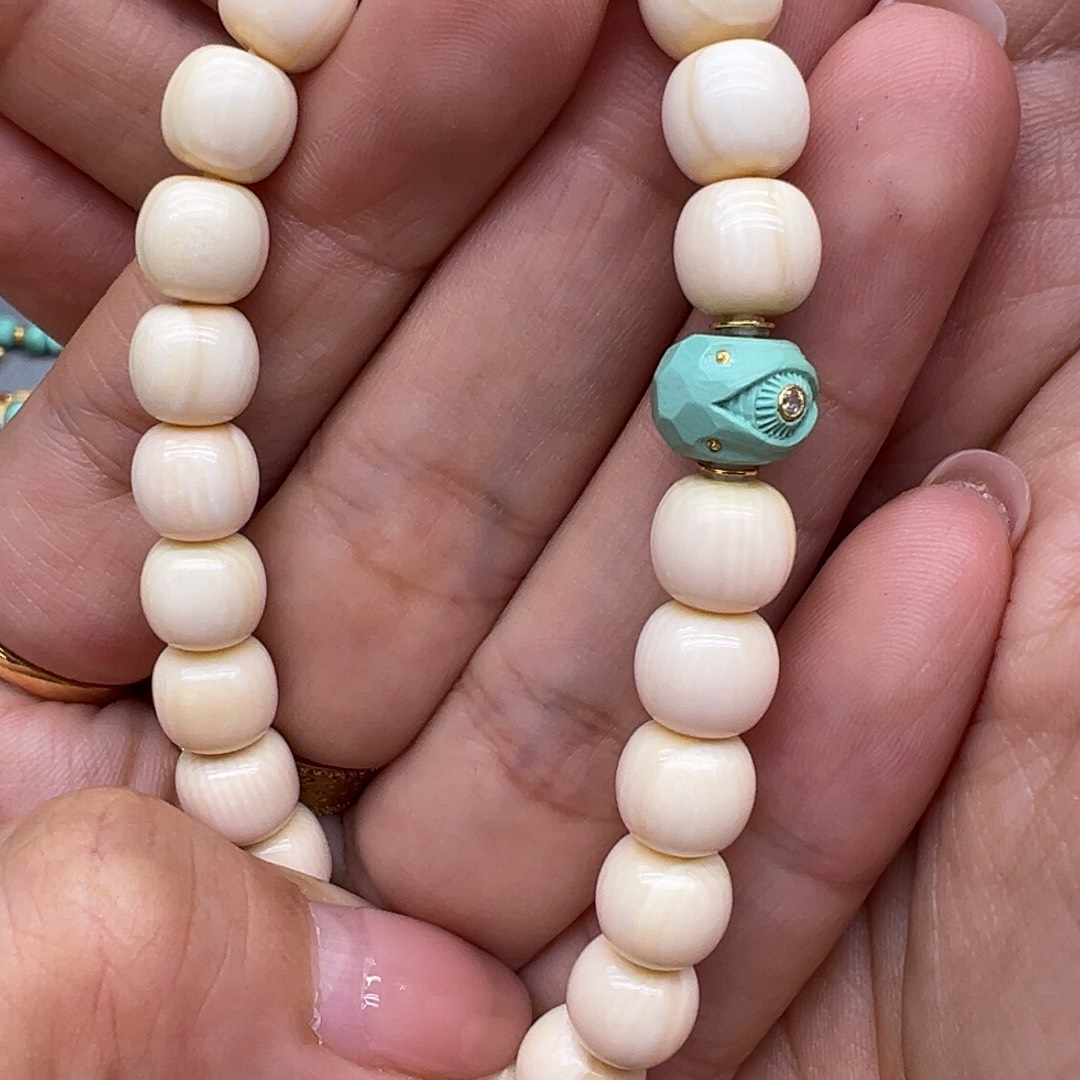 绿松石18K金镶嵌手链手串