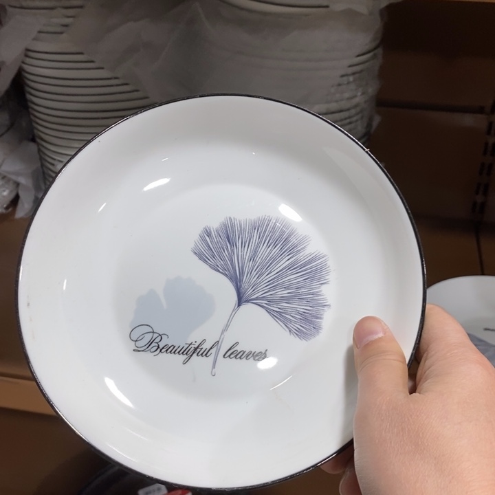过***诺碗63号7英寸10个装银杏叶深圆盘