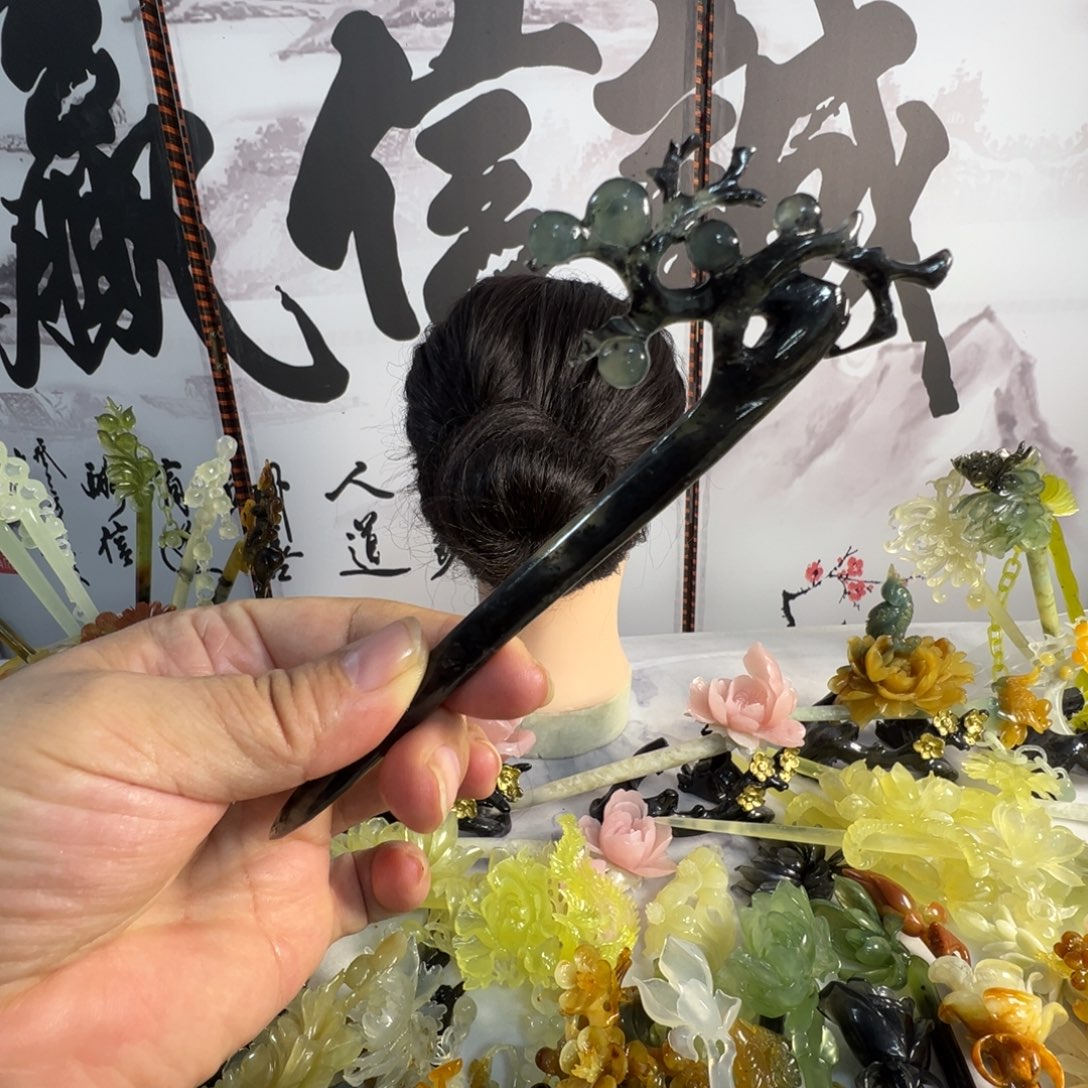 蛇纹石玉未镶嵌发饰
