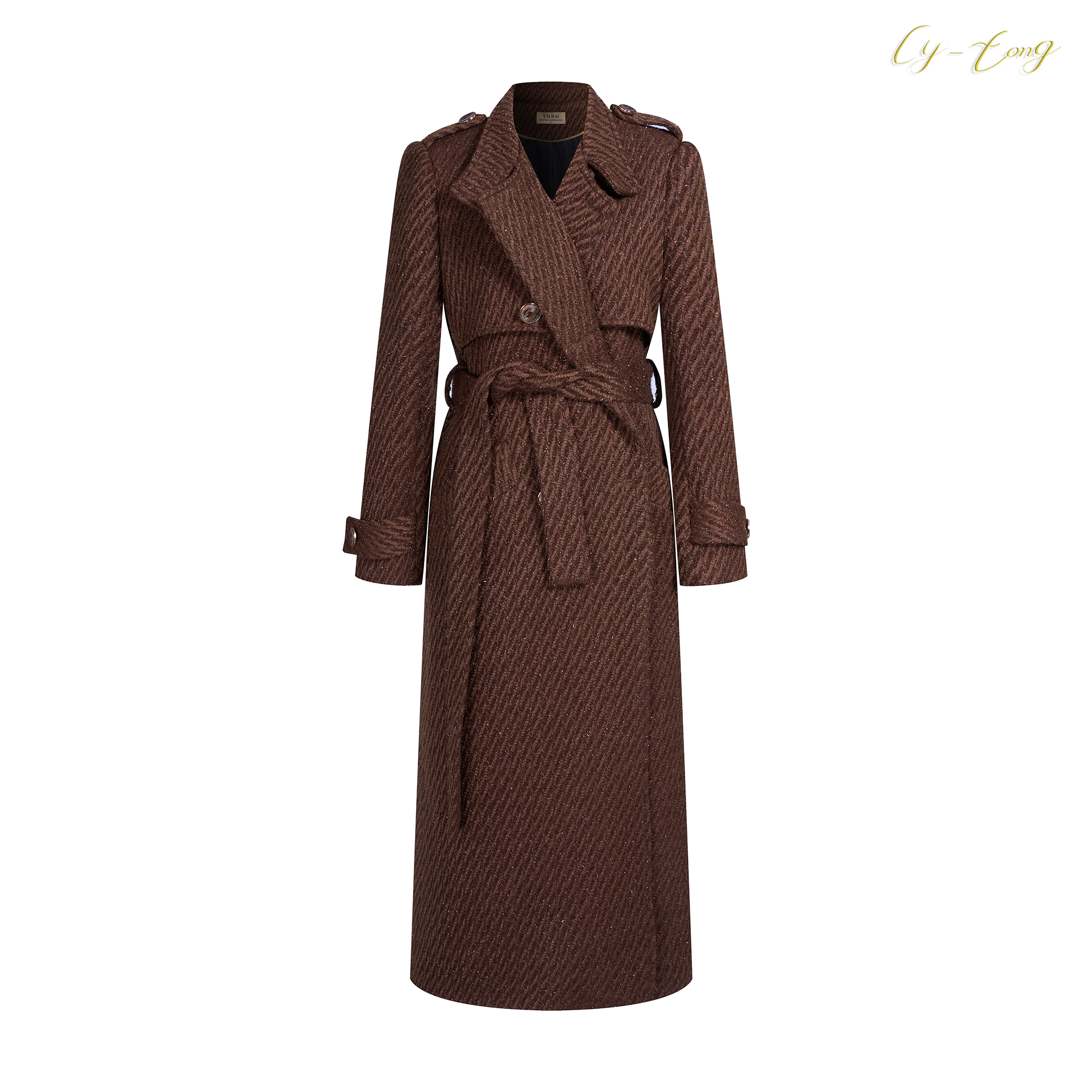 【彤姐原创】冬季时尚设计轻奢气质长款无领高定小香大衣W23B050