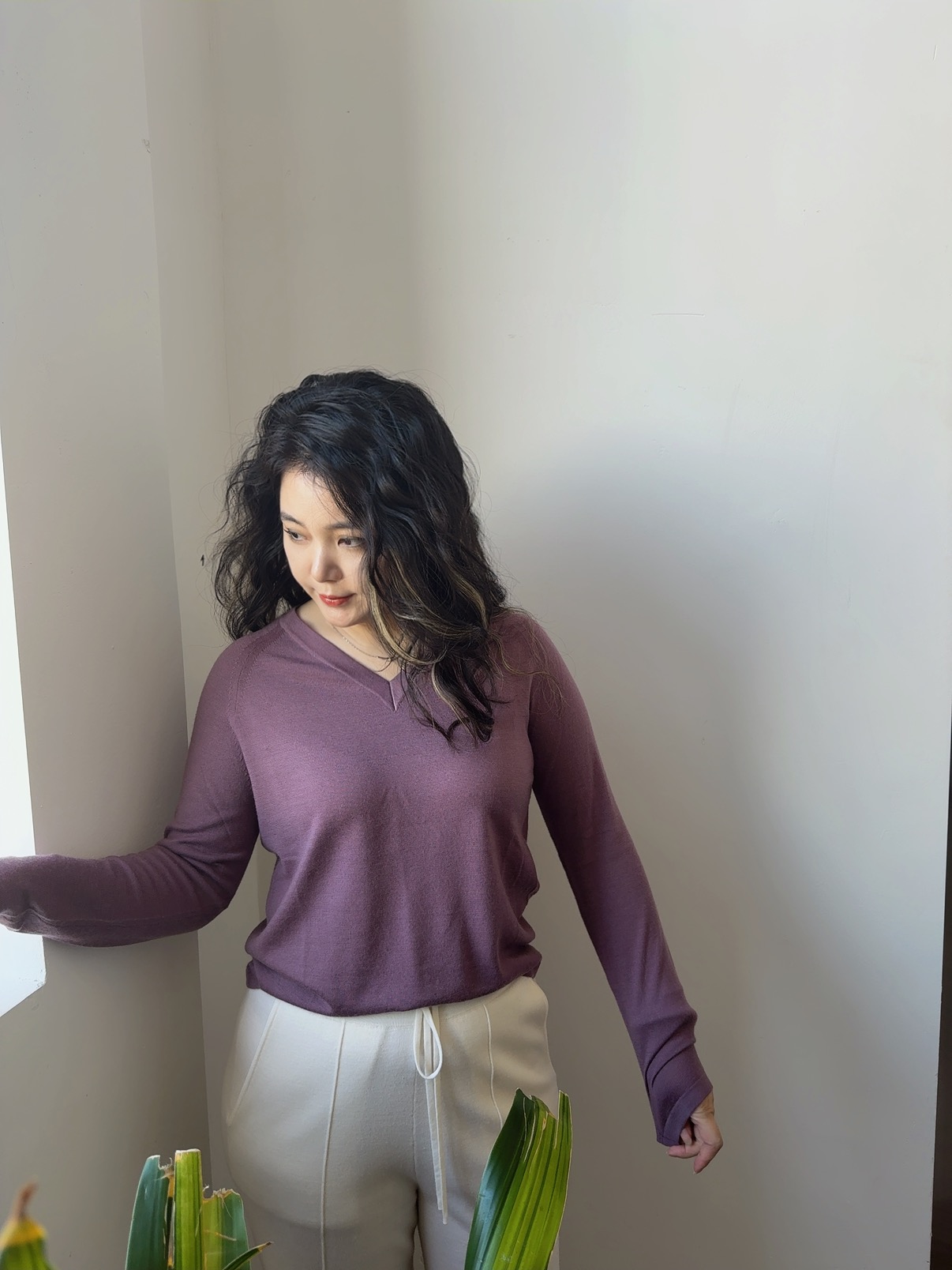 百毛18针德国扬子纱 BiellaYarn 纯色精纺羊绒长袖