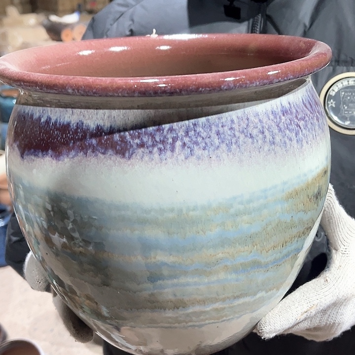 紫砂花盆高24口25————