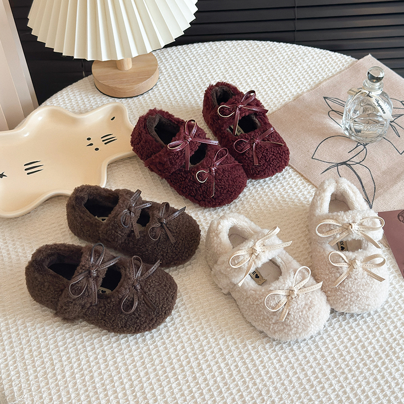 21-34韩版童鞋冬季女童公主蝴蝶结毛毛鞋女宝可爱软底棉鞋绒1566