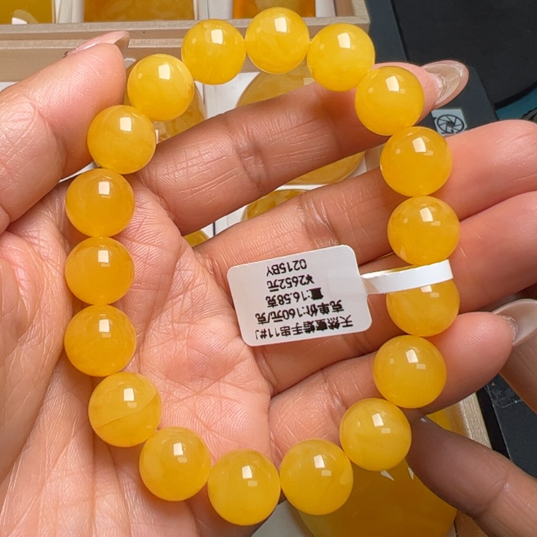 蜜蜡手链未镶嵌无优化无补胶焦皮料