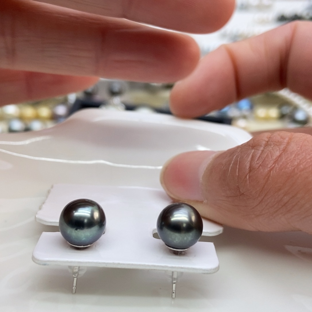 海水珍珠耳饰银S925镶嵌