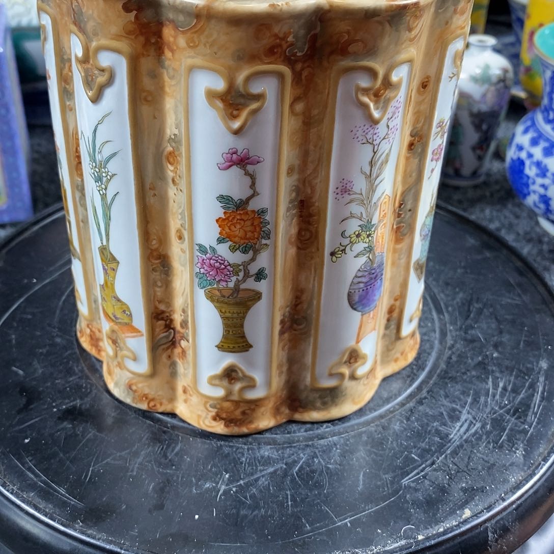 手工手绘陶瓷摆件工艺品甲*木