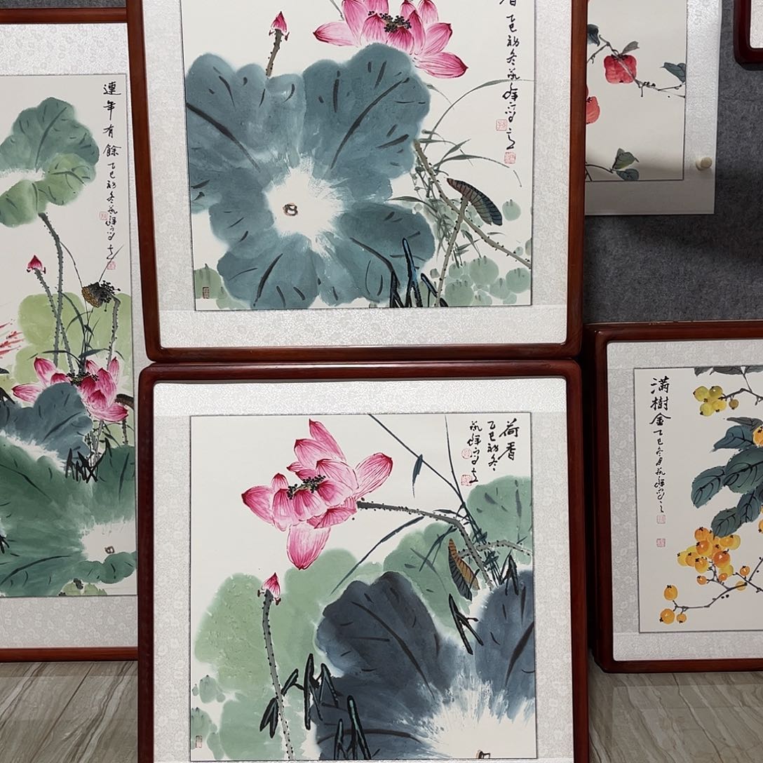 国画书画作品带框63×63