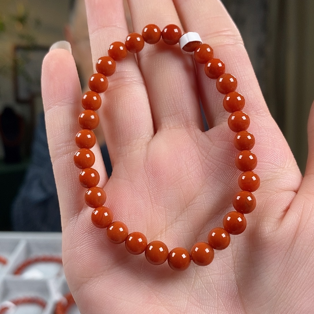 南红玛瑙未镶嵌手串原矿6mm高品级别5A
