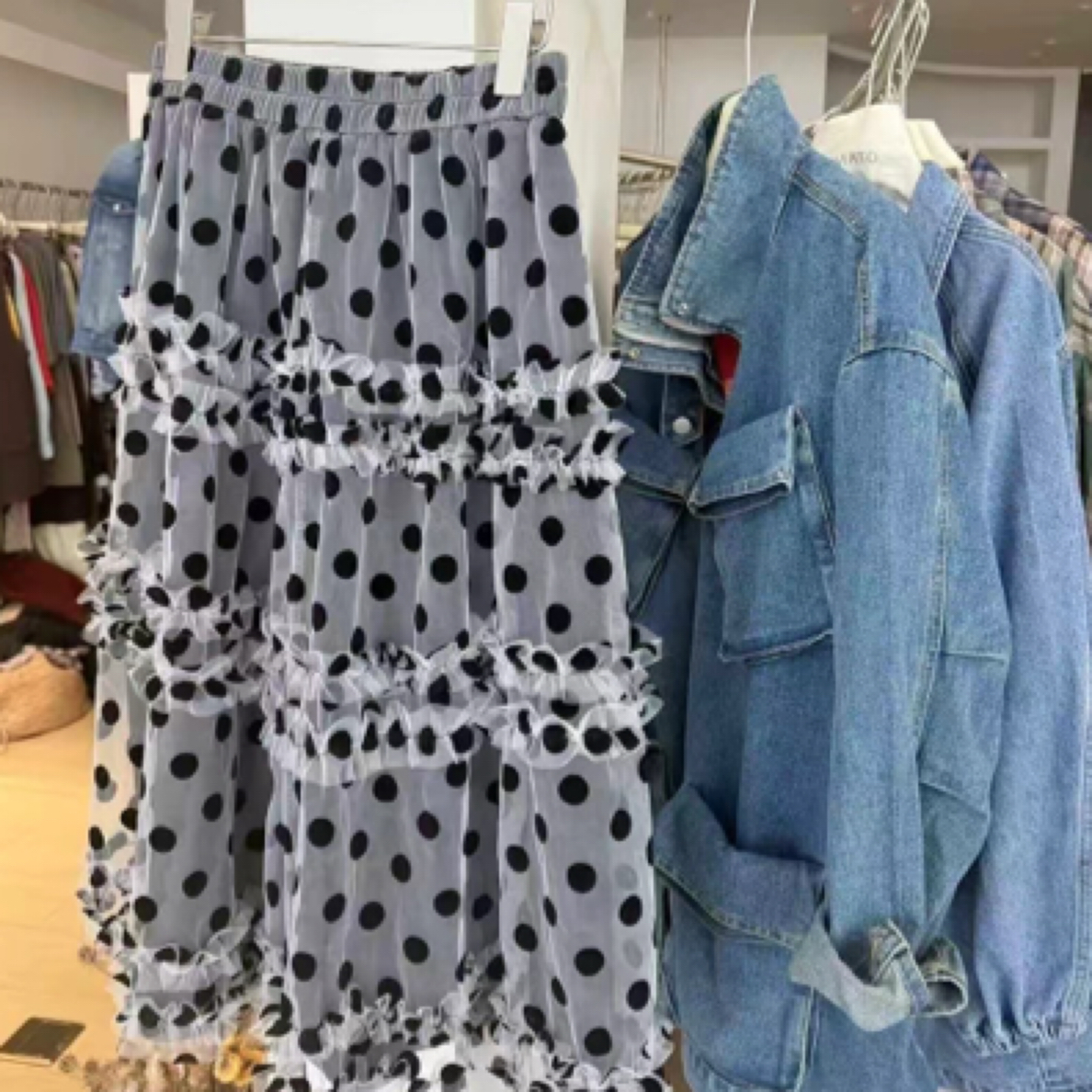 重工植绒花边蛋糕七分半身裙百搭少女风韩系