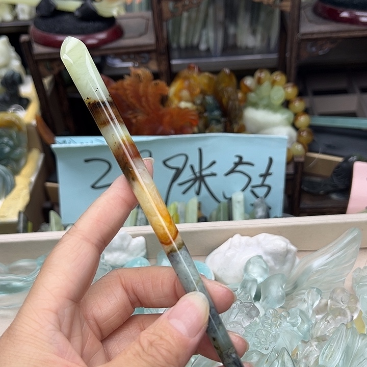 蛇纹石玉未镶嵌发簪