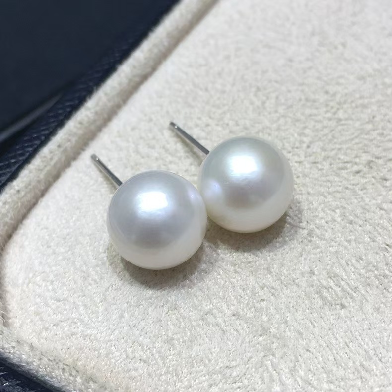 925银耳饰 【先鉴后发】白色耳钉基本无暇大点位正圆10-11mm简约