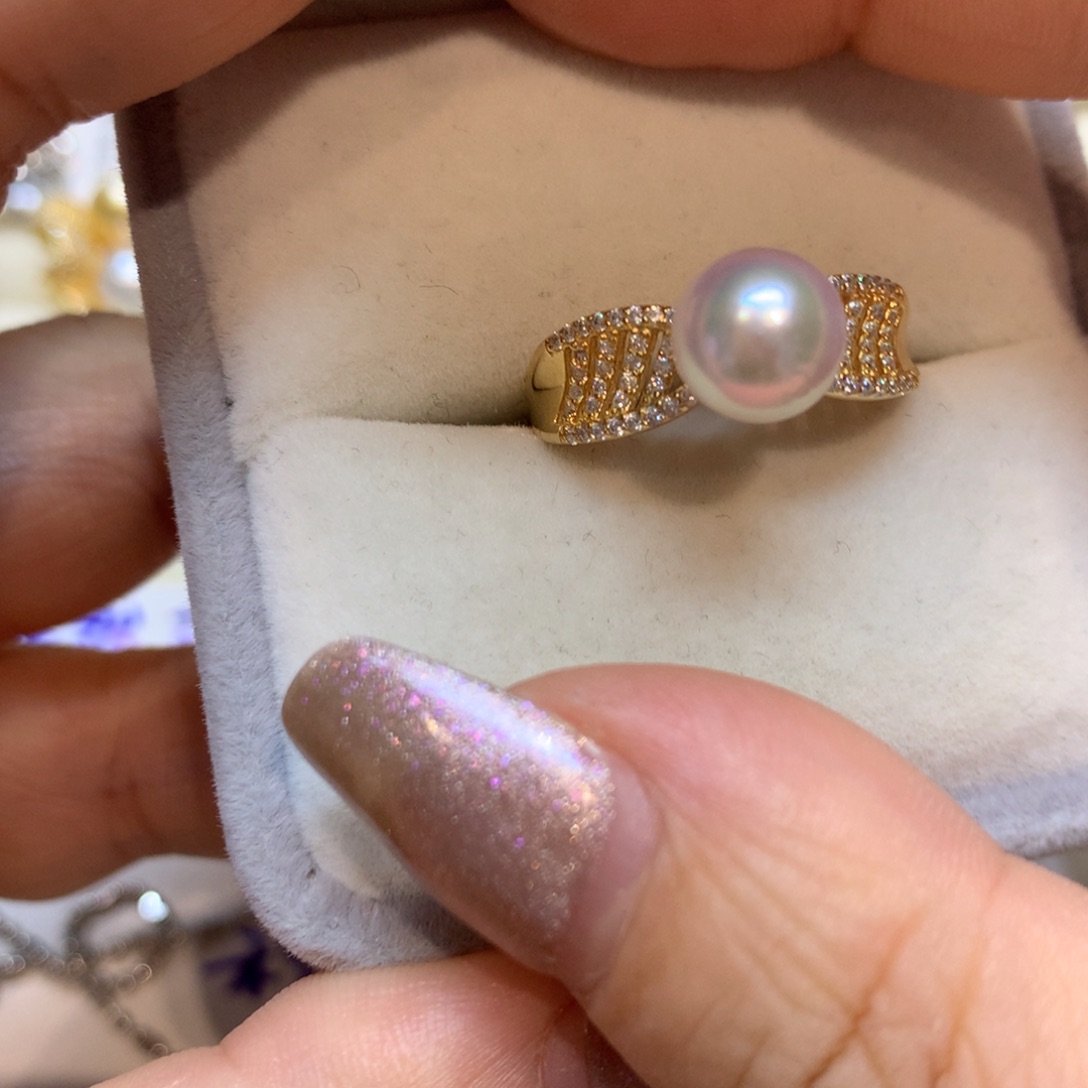 海水珍珠戒指银S925镶嵌