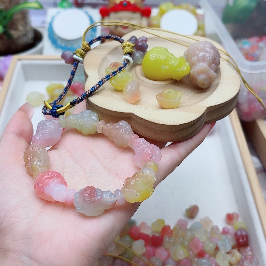 芝***子玛瑙/玉髓未镶嵌手链盐源11