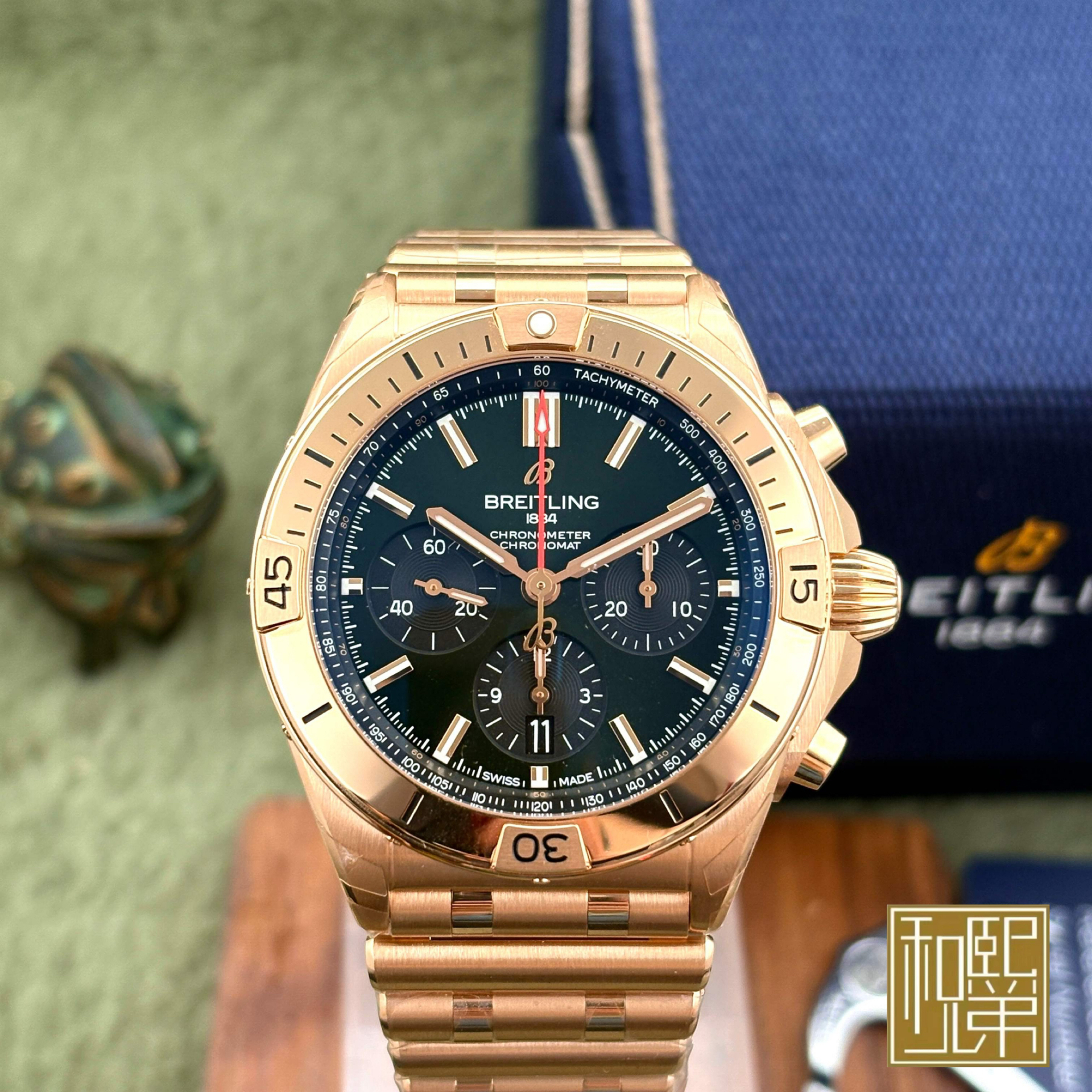未使用 BREITLING/百年灵 机械计时/RB0134101L1R1/绿金迪25全/42