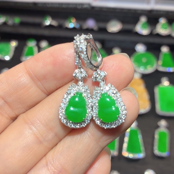 翡翠18K金镶嵌吊坠(不含链)翡翠